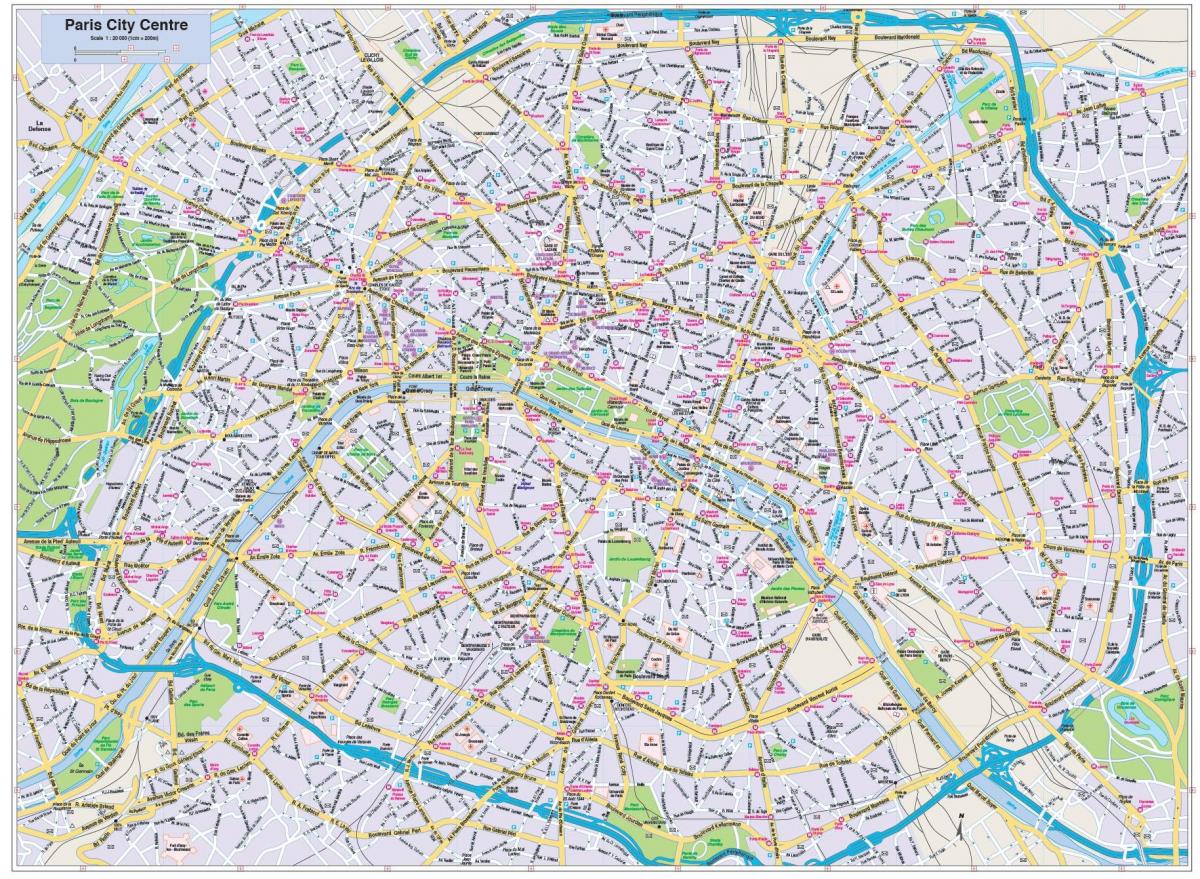 Mapa de París centro da cidade