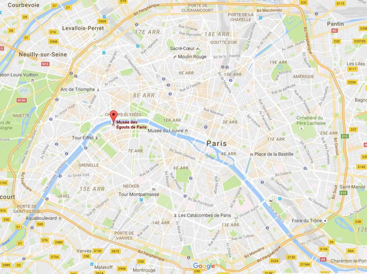 Mapa de París sumidoiros