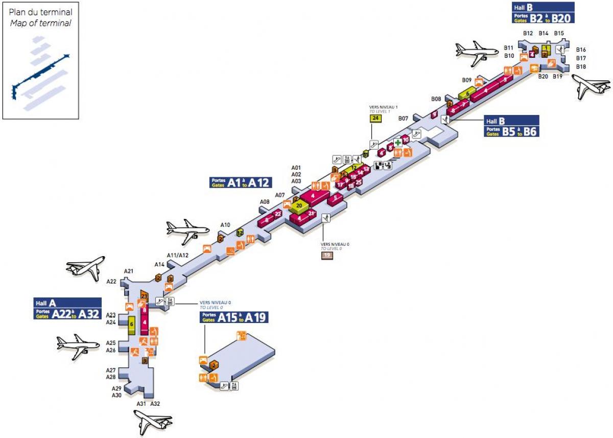 Mapa do Sur Orly aeroporto