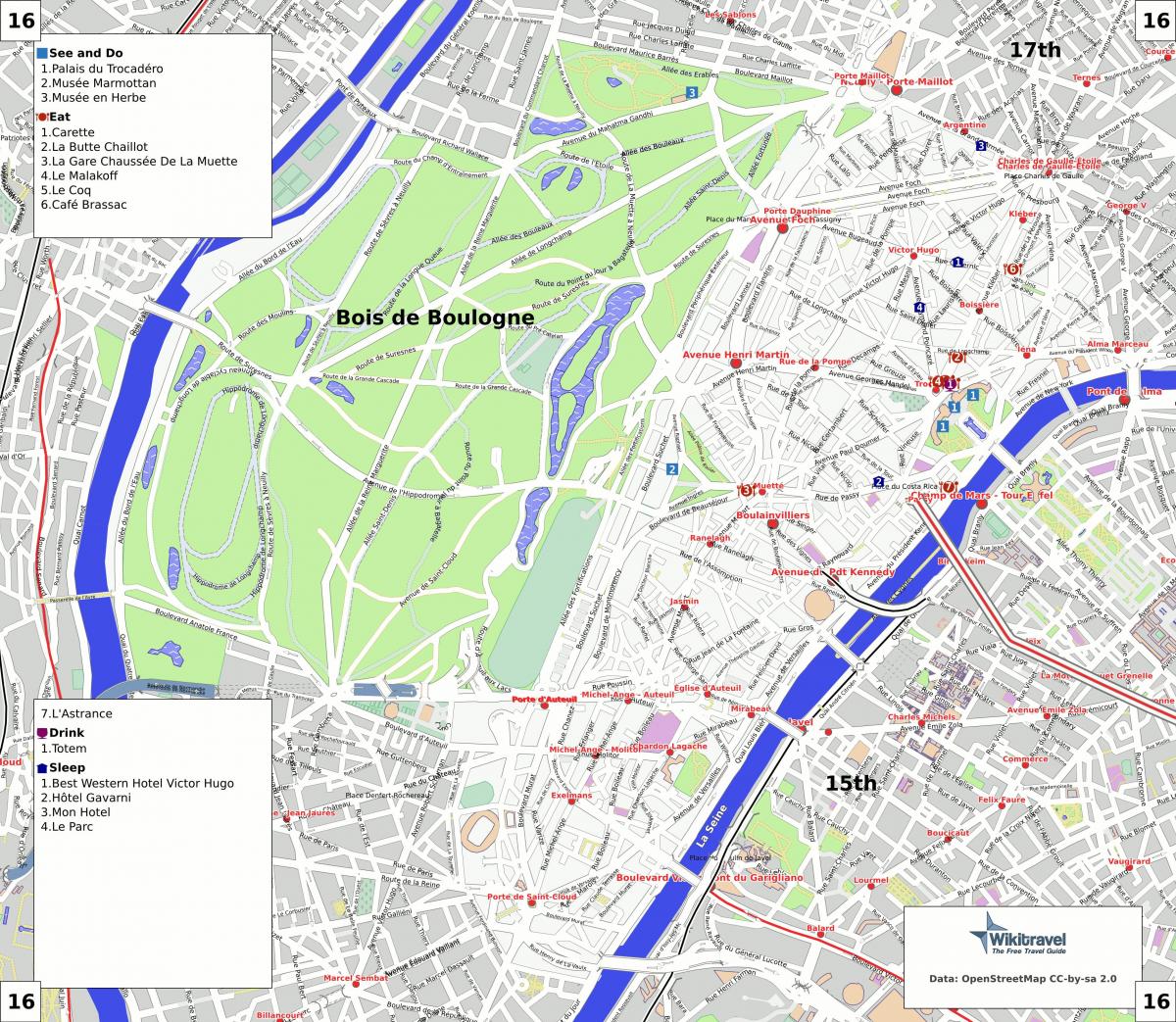 Mapa de 16 º arrondissement de París
