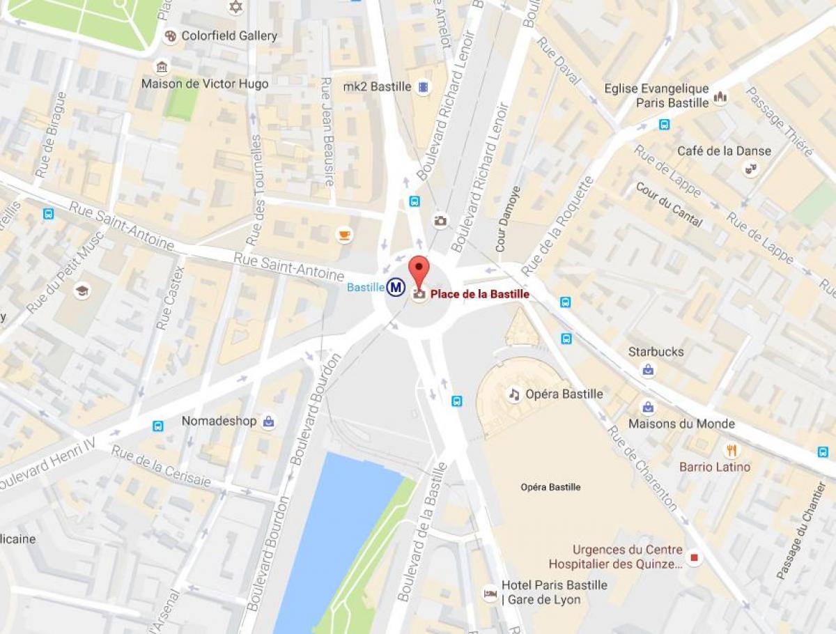 Mapa da Place de la Bastille