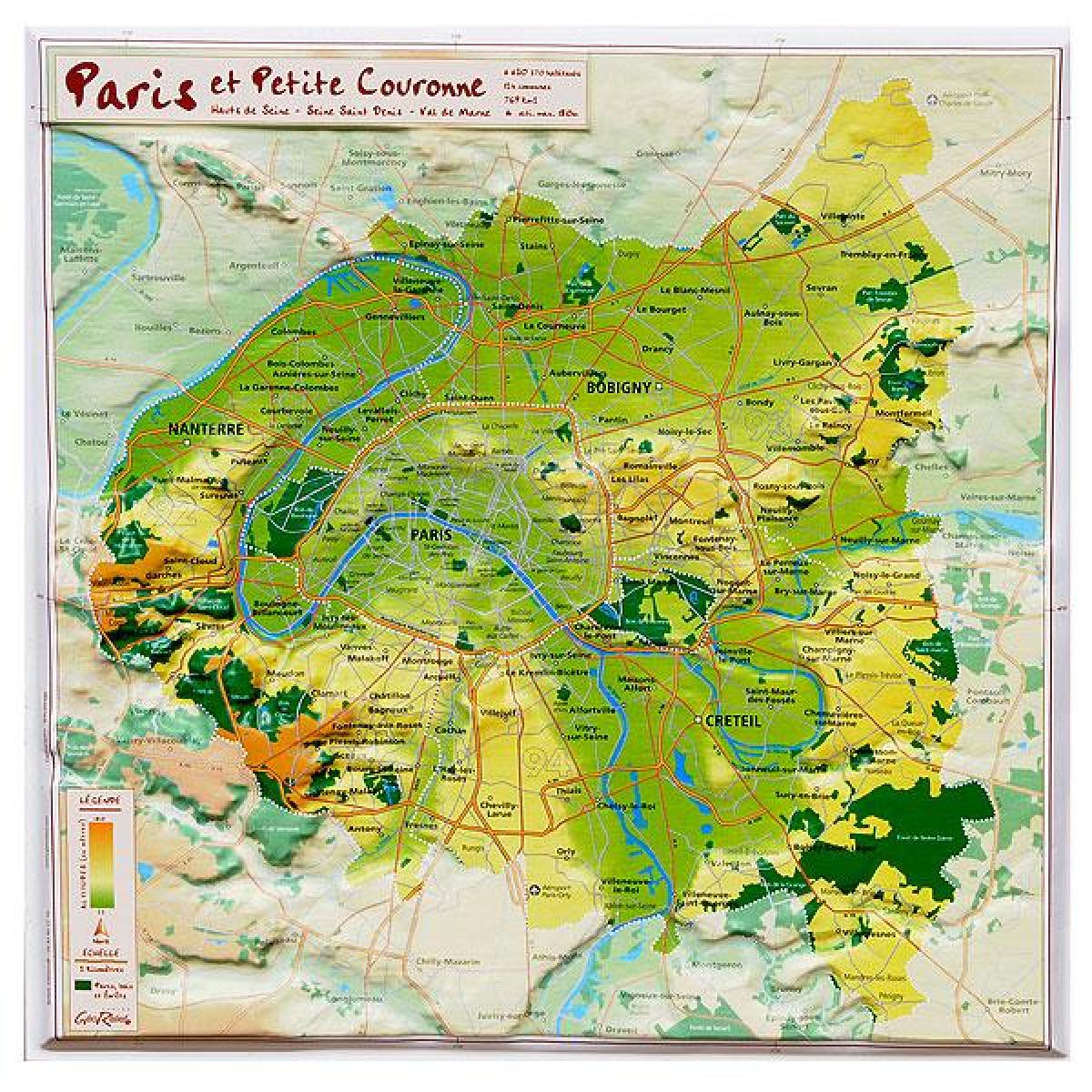 Mapa do relevo de París