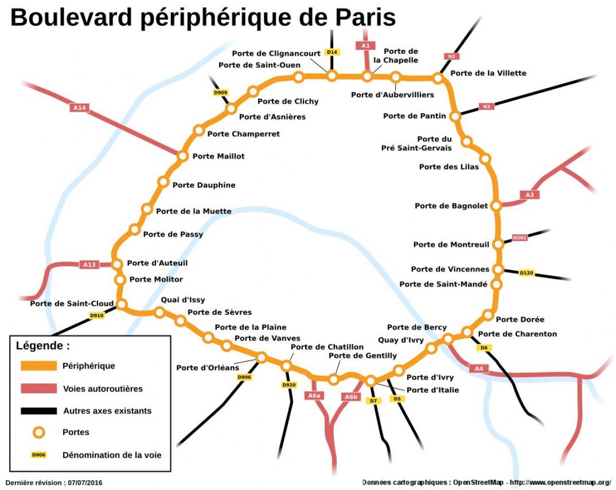Mapa da Avenida Périphérique