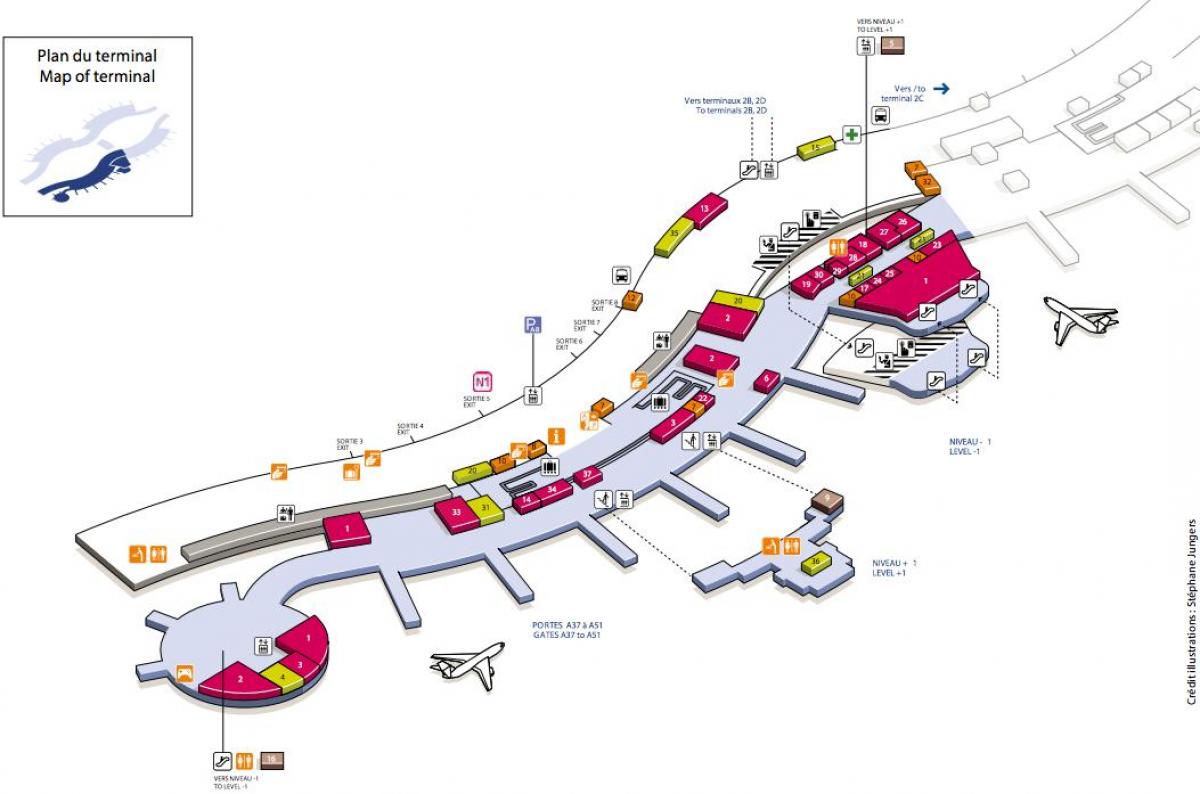 Mapa do CDG terminal de aeroporto 2A