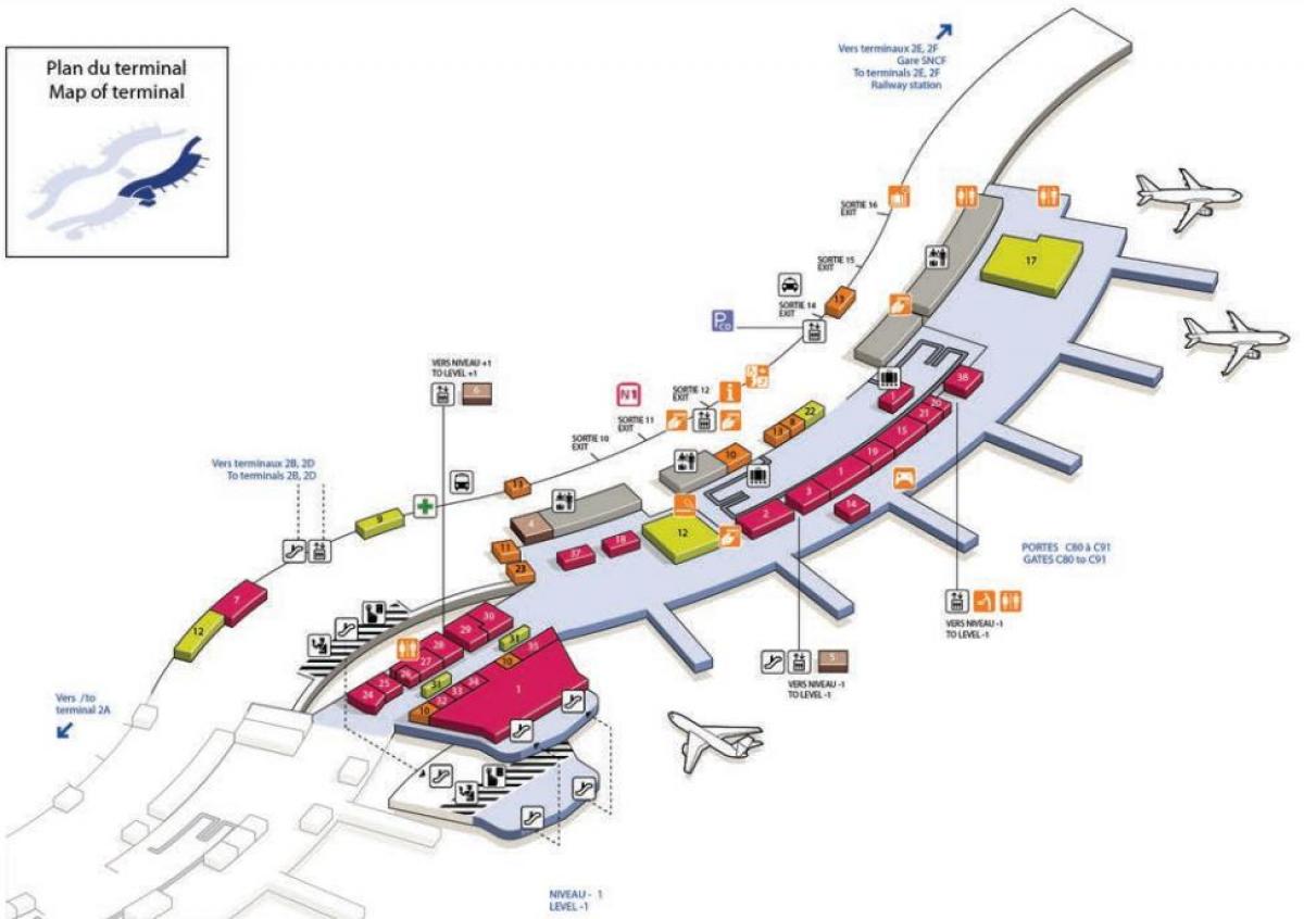 Mapa do CDG terminal de aeroporto 2C