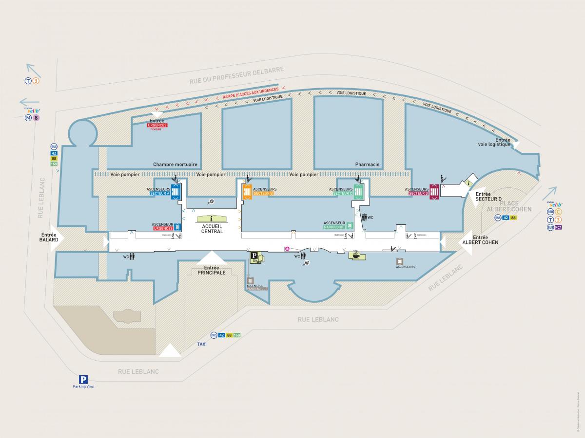 Mapa de Georges-Pompidou hospital