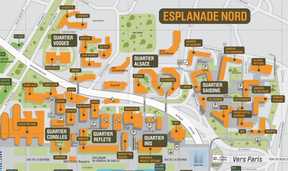 Mapa de La Défense Norte Esplanada