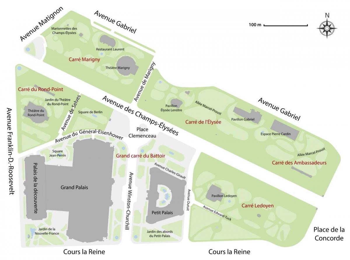 Mapa do Jardin des Champs-Élysées