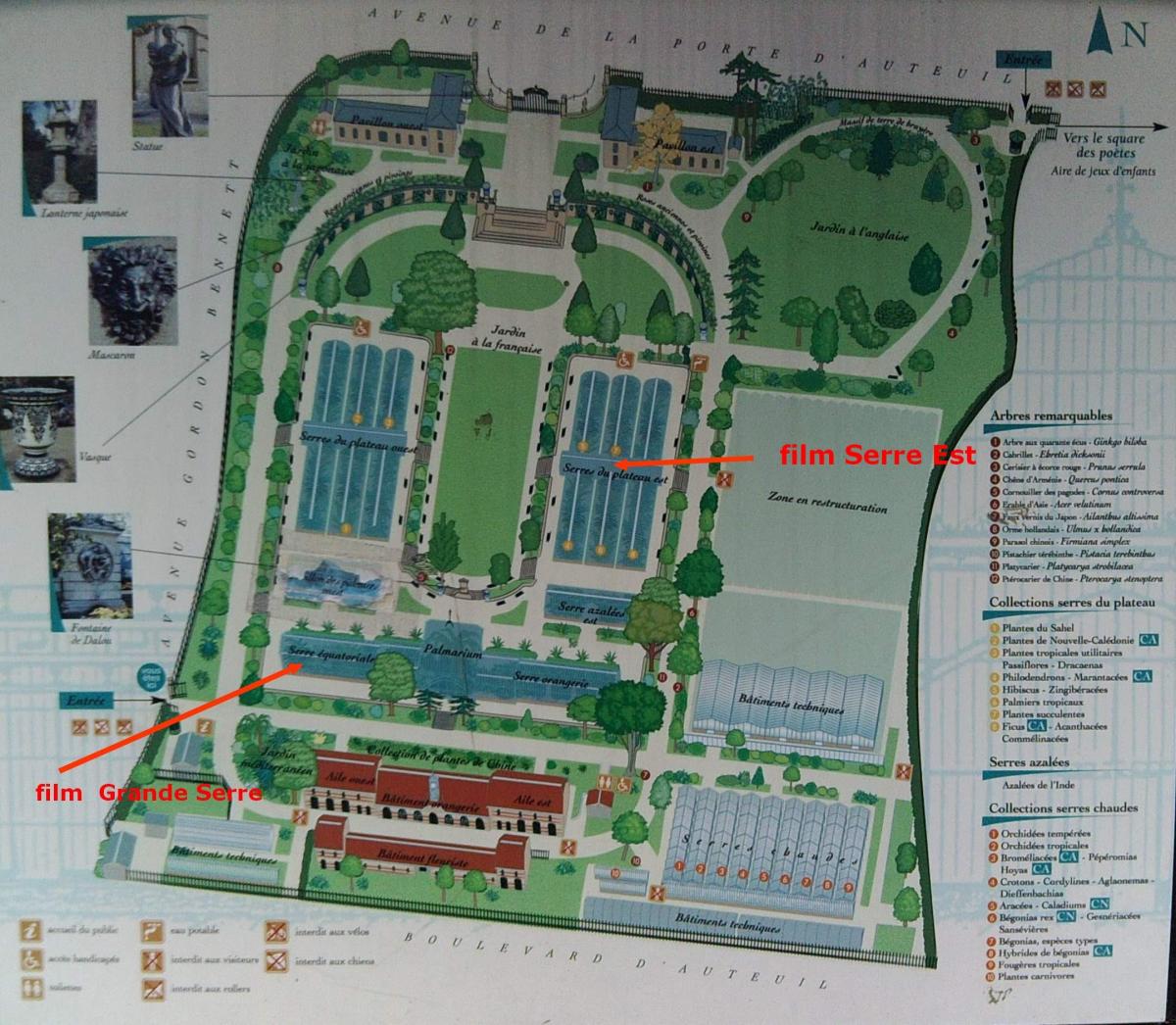 Mapa do Jardin des Serres d'Auteuil