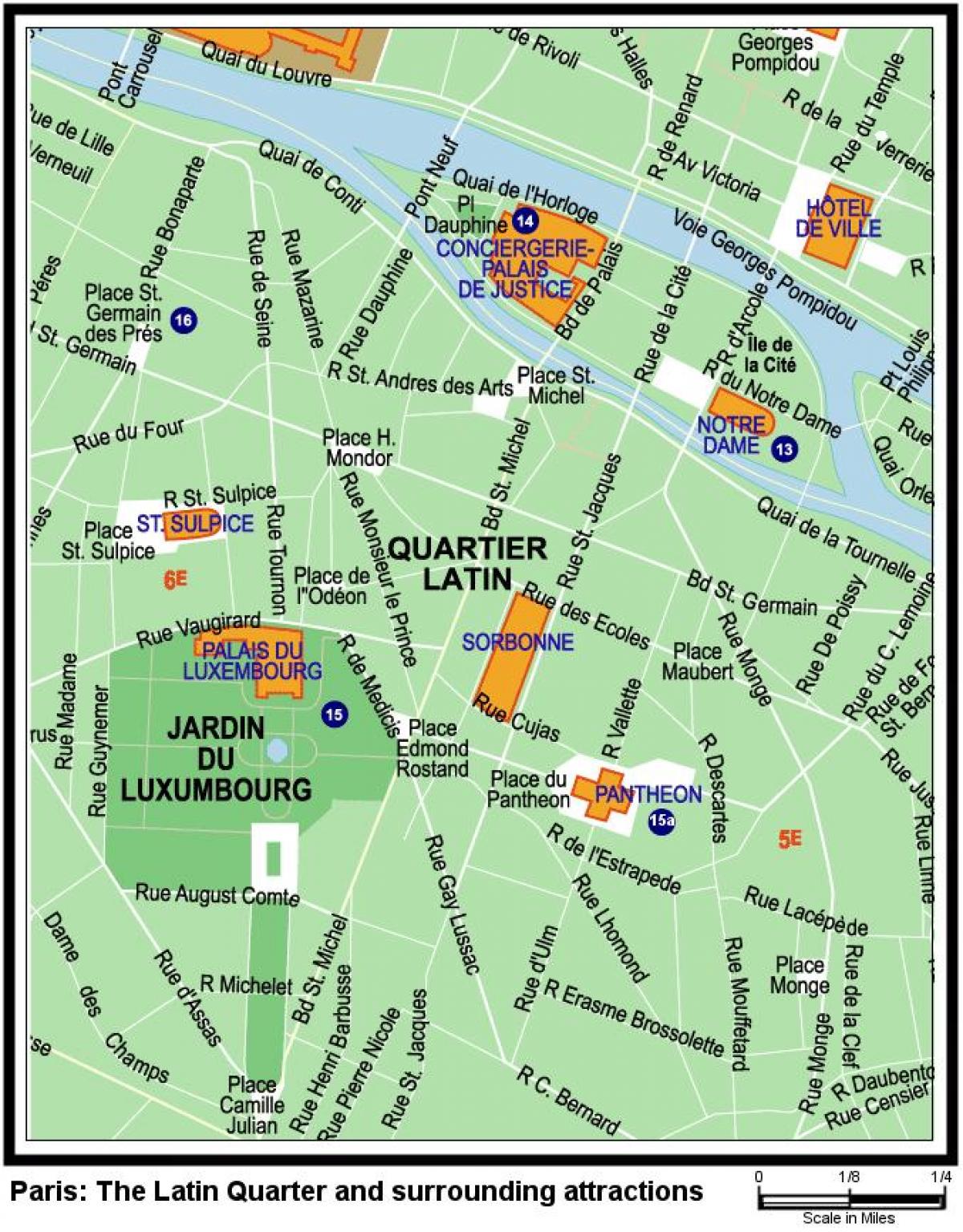 Mapa do latín Trimestre de París