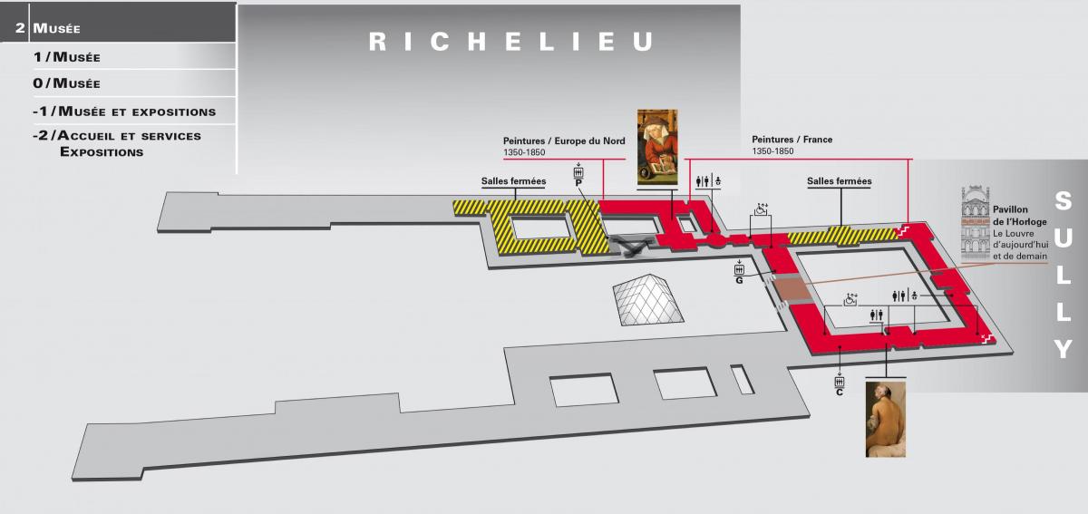 Mapa do Museo do Louvre de Nivel 2