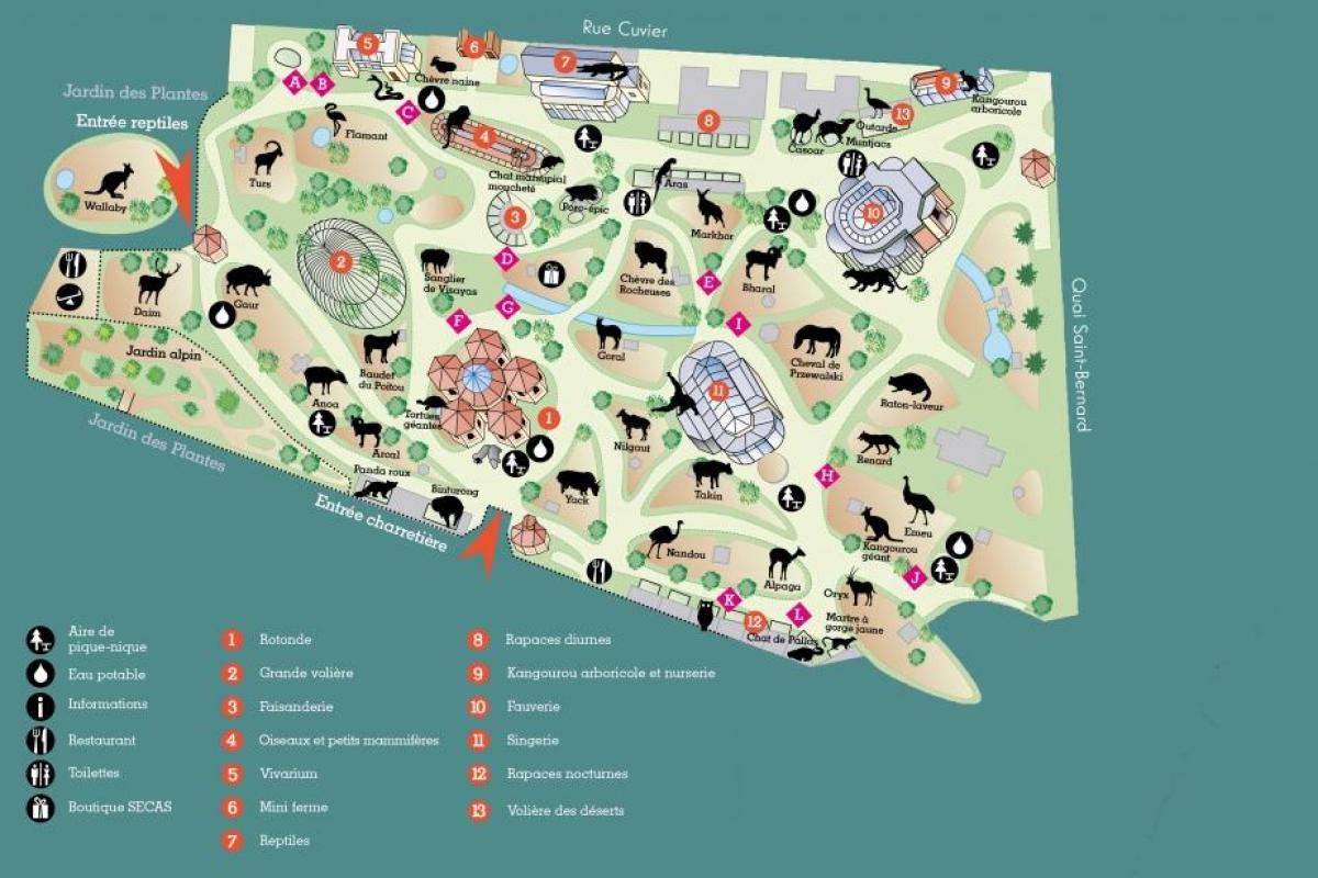 Mapa da Ménagerie du Jardin des Plantes