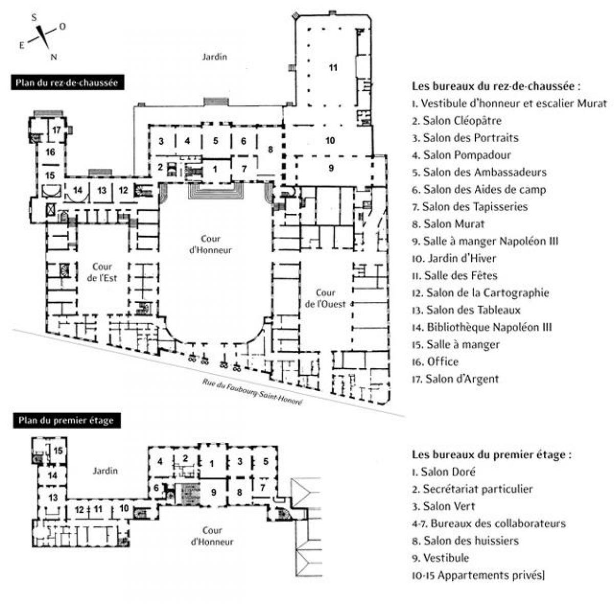 Mapa da Élysée Palacio