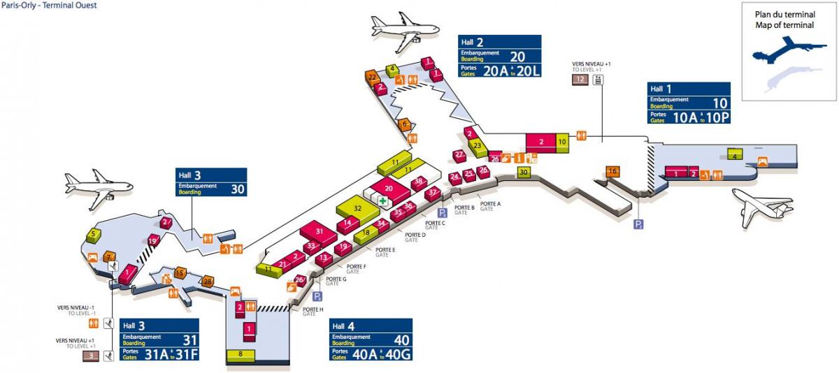 Mapa de Occidente Orly aeroporto