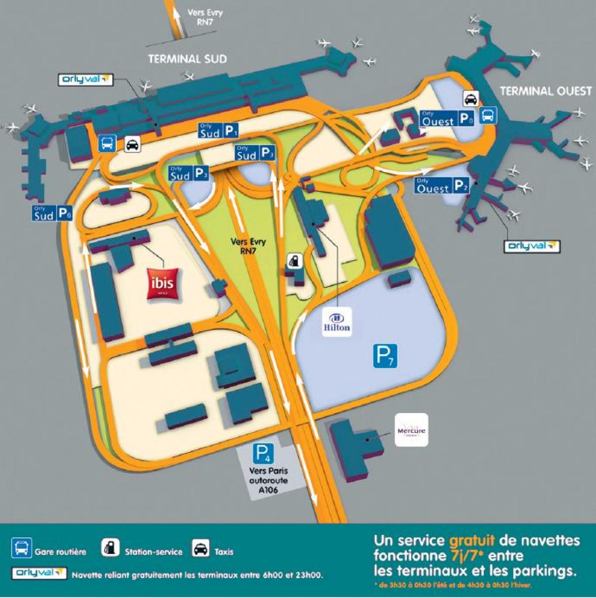Mapa de Orly aeroporto