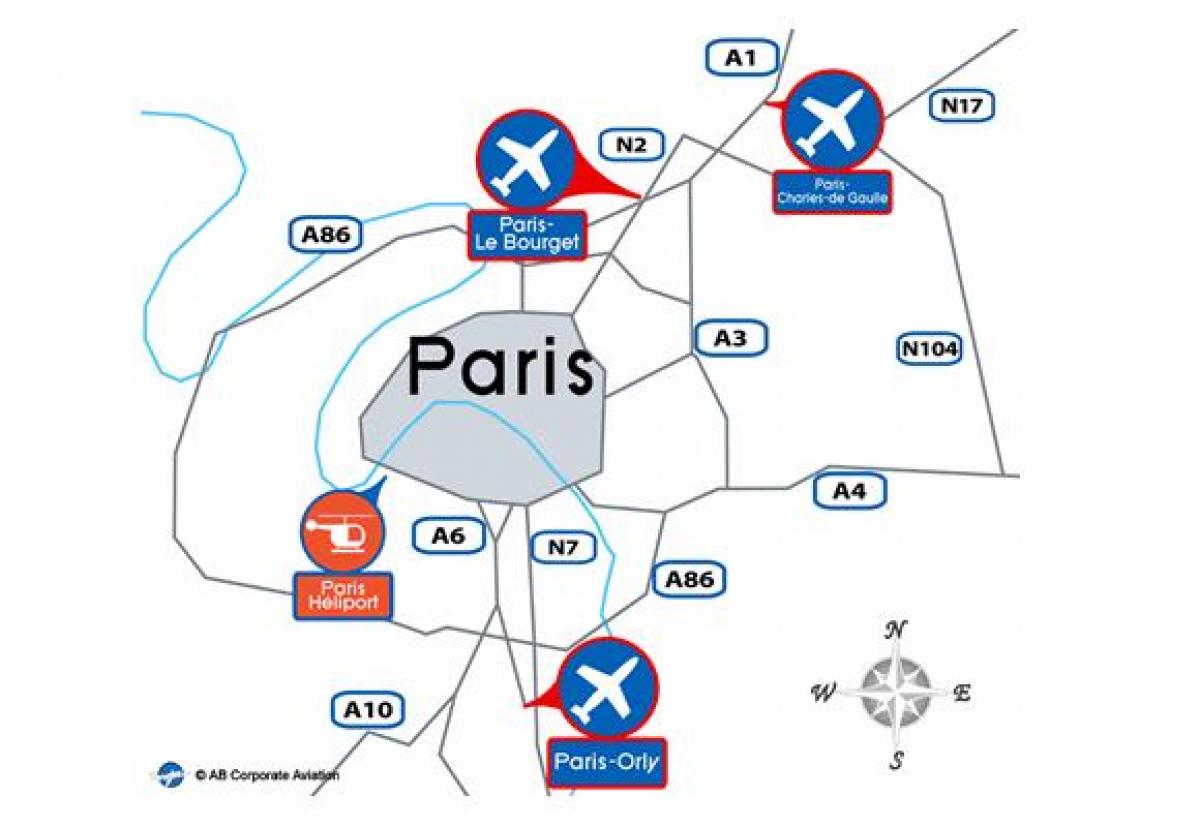 Mapa de París aeroporto