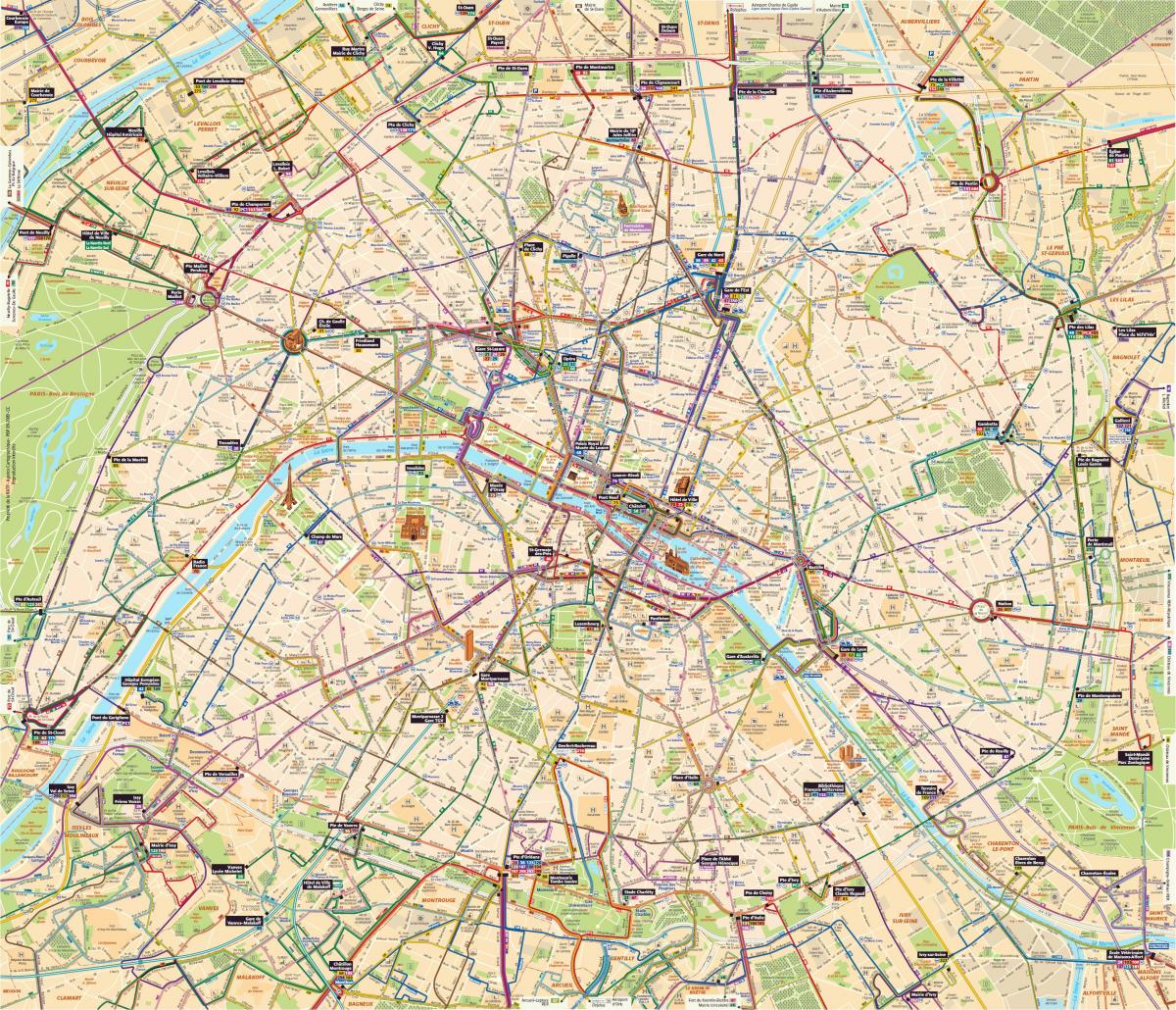 Mapa de París, autobús