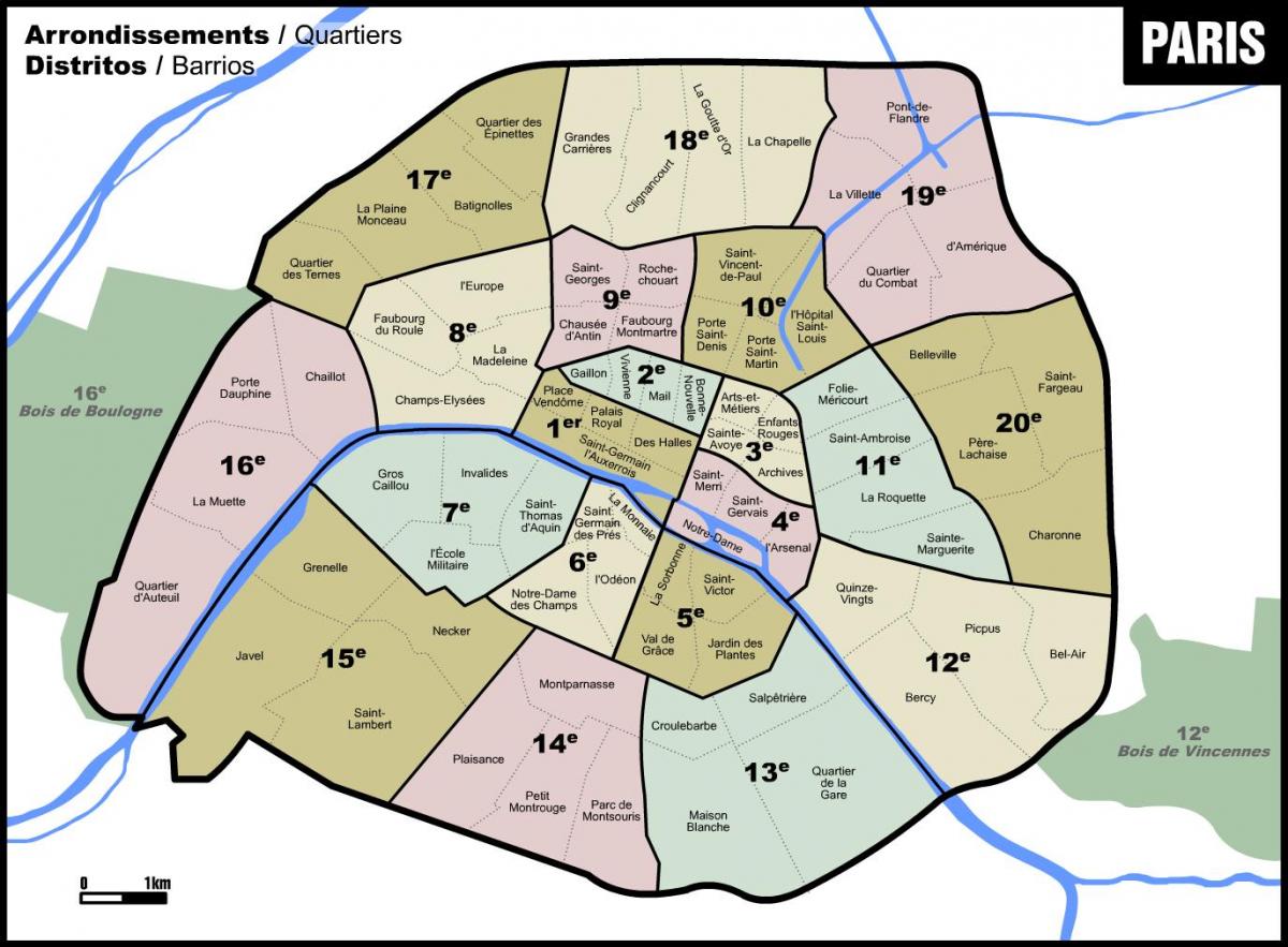 Mapa de París barrios