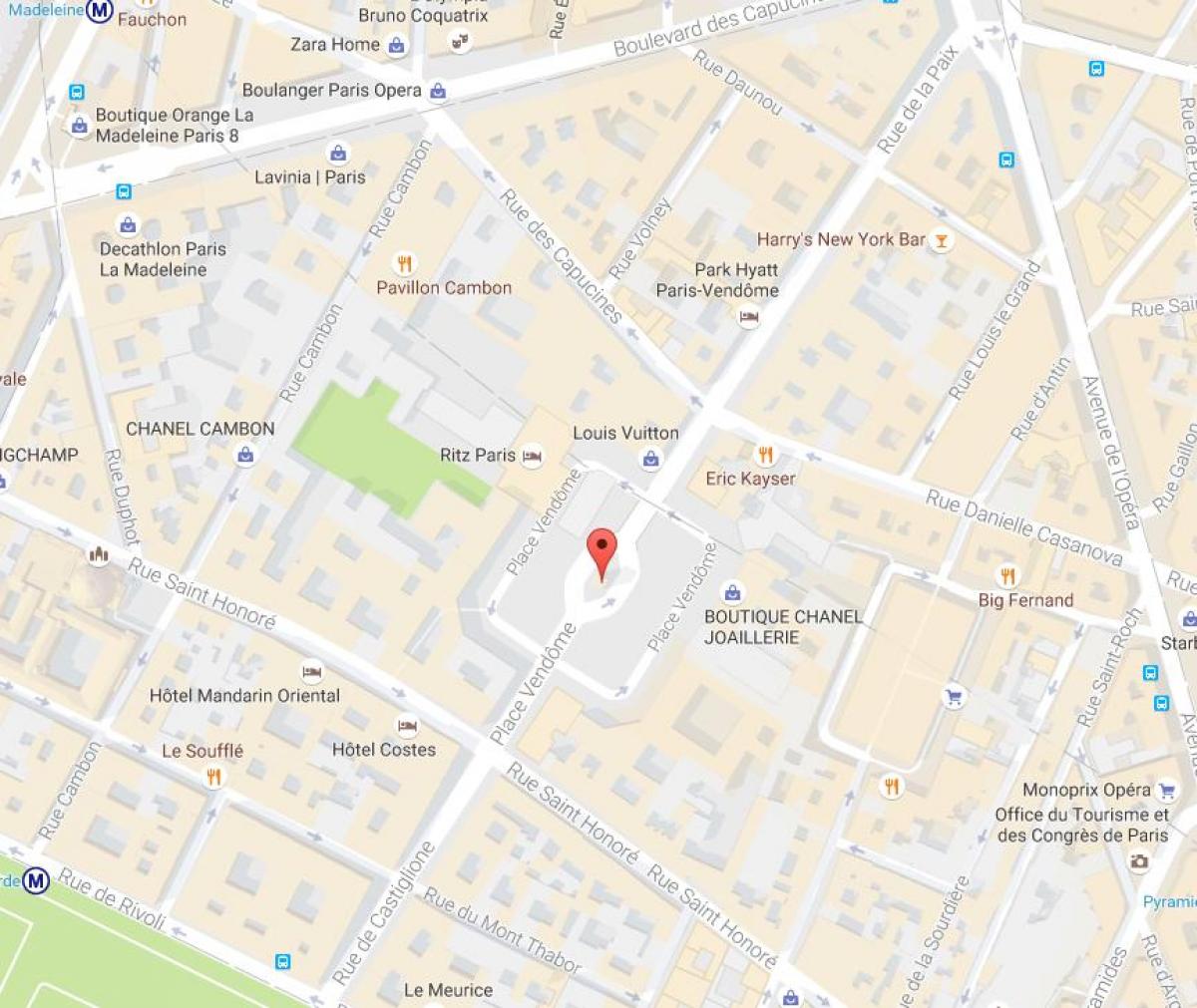 Mapa da Place Vendôme