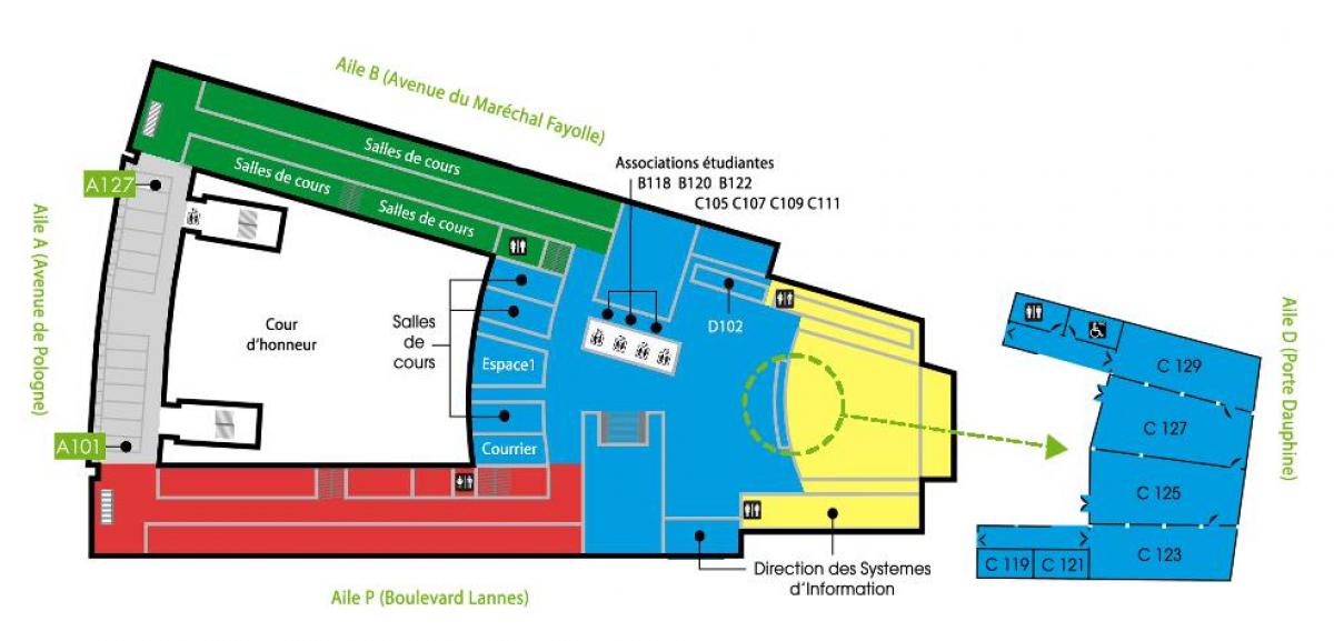 Mapa de Univesity Dauphine - piso 1