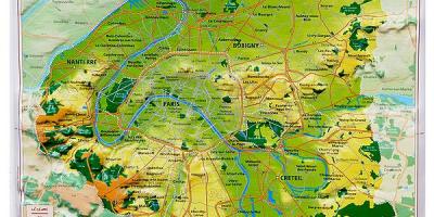 Mapa do relevo de París