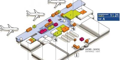 Mapa do CDG terminal de aeroporto 3