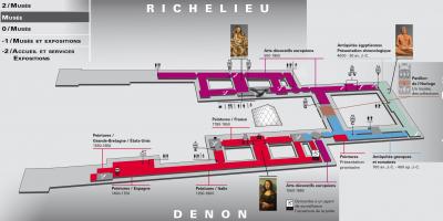 Mapa do Museo do Louvre de Nivel 1