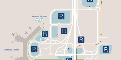 Mapa de Orly aeroporto de aparcamento
