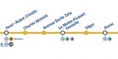 Mapa de París liña de metro 10