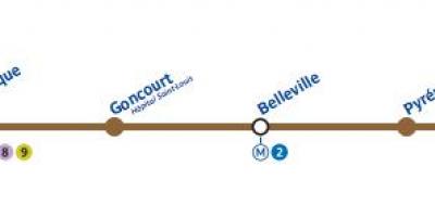 Mapa de París liña de metro 11