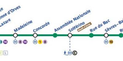Mapa de París liña de metro 12