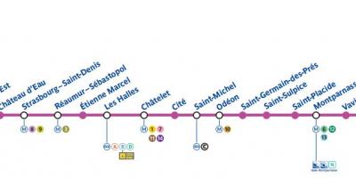 Mapa de París liña de metro 4