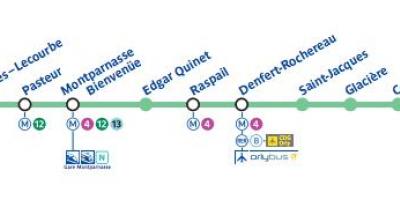 Mapa de París liña de metro 6